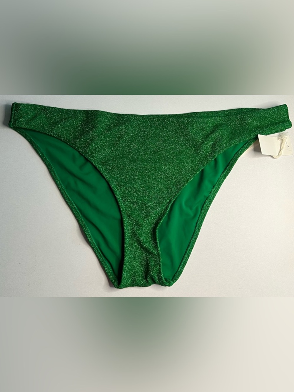 NWT Good American Green Shimmer Bikini Bottom
